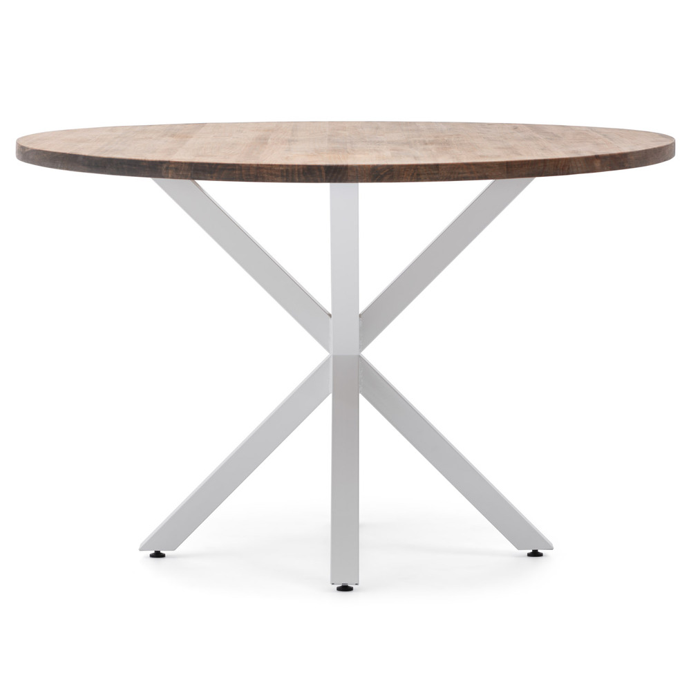 Mesa tablero redondo madera patas Estrella Blanca estilo