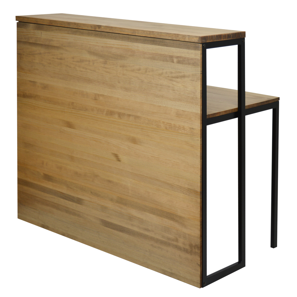 Recibidor iCub de Madera con 2 Huecos y tapa frontal Negro en madera maciza  de pino acabado vintage estilo industrial Box Furniture - Box Furniture Shop