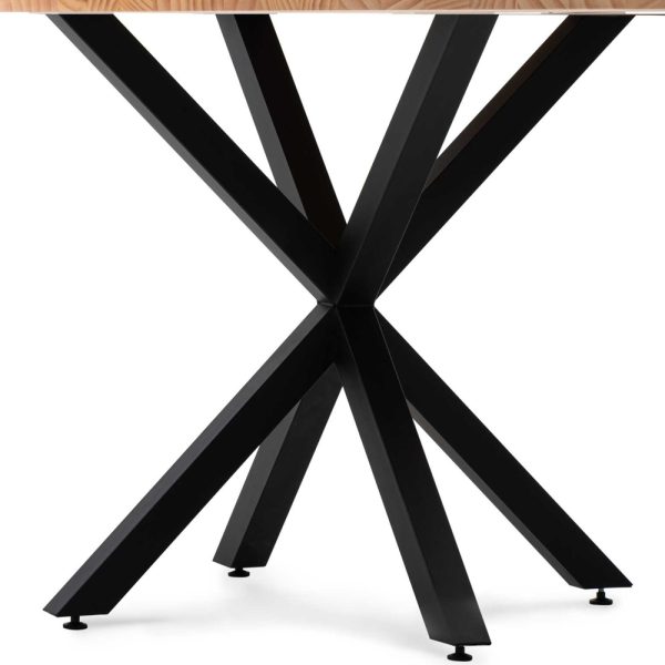 Mesa tablero redondo madera patas Estrella Blanca estilo Industrial 