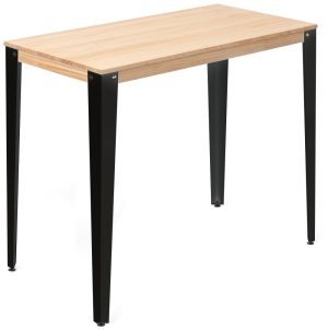 Mesa alta Lunds Negra en madera maciza de pino acabado natural estilo nórdico industrial Box Furniture