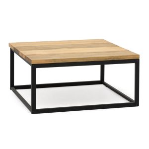 Mesa de Centro Preston Negra 80x80x38cm con tablero de madera maciza de piezas tricolor Box Furniture