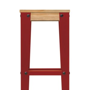 Pack 2 Uds. Taburetes Lunds Rojos en madera maciza de pino acabado vintage estilo industrial Box Furniture - Imagen 3